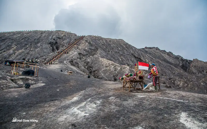 At the foot of Mount Bromo