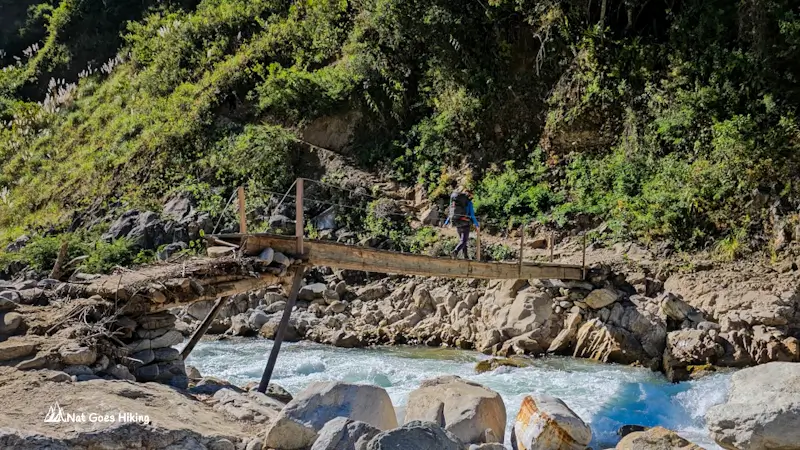 Salkantay Trek - Day 4 - crossing the bridge