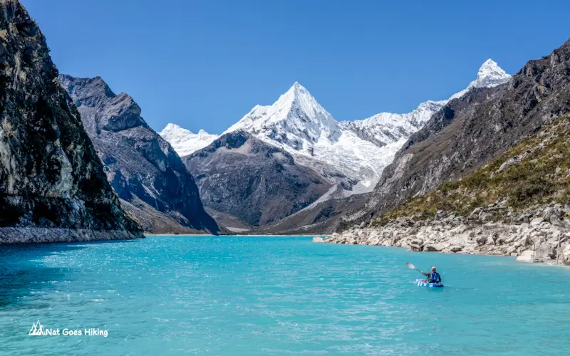 Laguna Paron with snow capped peak in the background