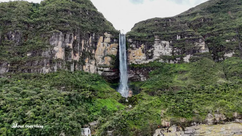 Gocta Waterfall upper cascade - drone shot