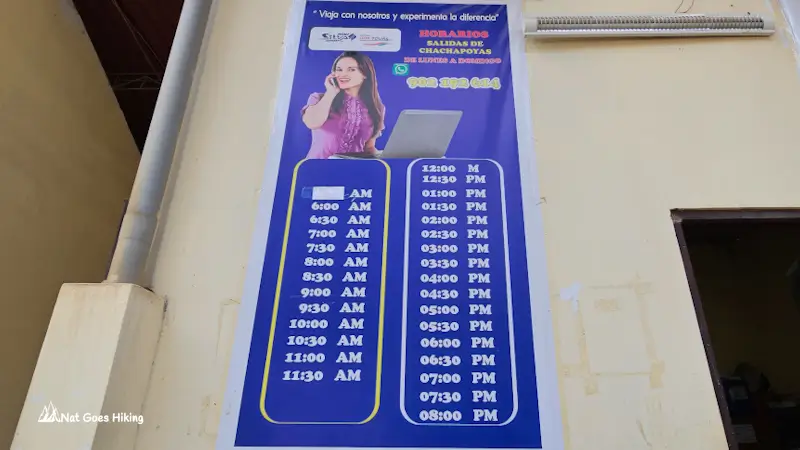 Chachapoyas to Luya Colectivo Timetable, Northern Peru