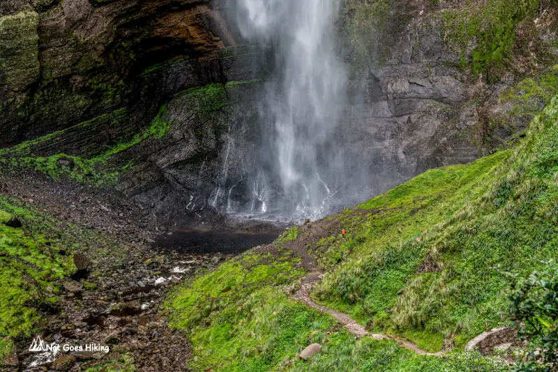 At the base of Gocta Waterfall lower cascade