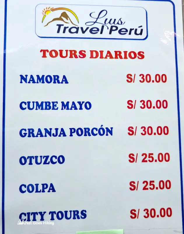 Daily Group Tours from Cajamarca