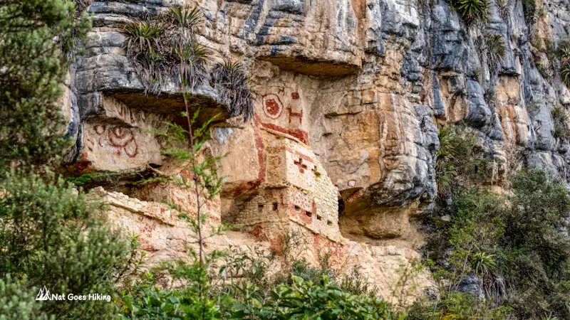 Revash Mausoleums view from the upper viewpoint, Chachapoyas, northern Peru