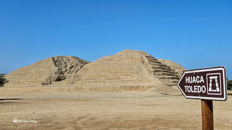 The stepped adobe pyramid of Huaca Toledo, near Chan Chan in the Huanchaco district of Trujillo, Peru