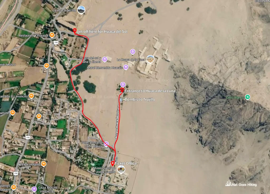 huaca de la luna and huaca del sol map